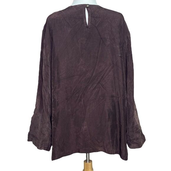 Rare Paula Sweet Brown Long Sleeve Tunic Top Size Large - Picture 4 of 6